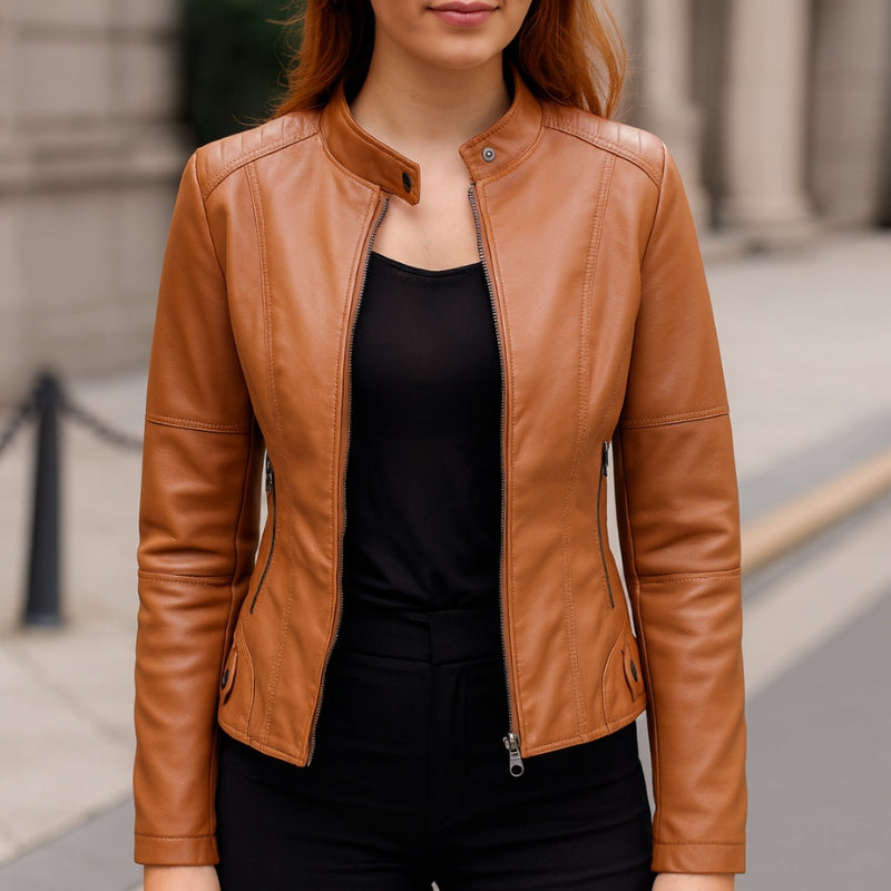 Sophia – Long Sleeve Jacket with Zipper Closure Design