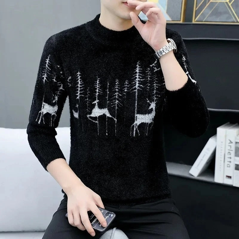 Liam – Round Neck Sweater with Animal Pattern Design