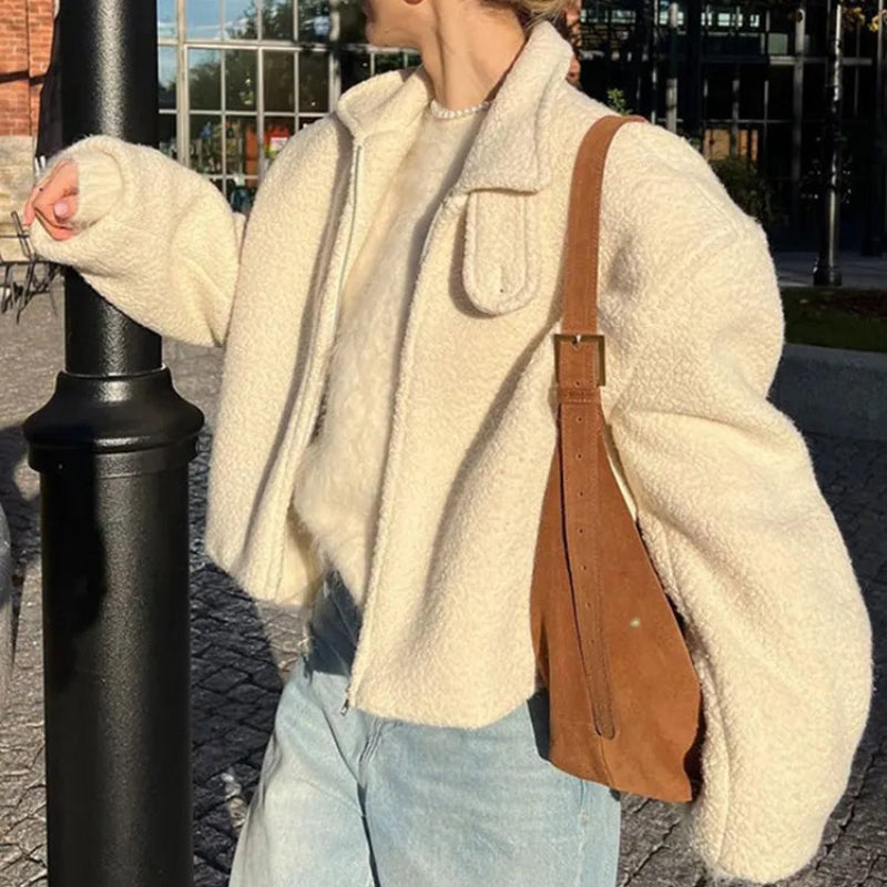Chloe – Long Sleeve Coat with a Turn-Down Collar
