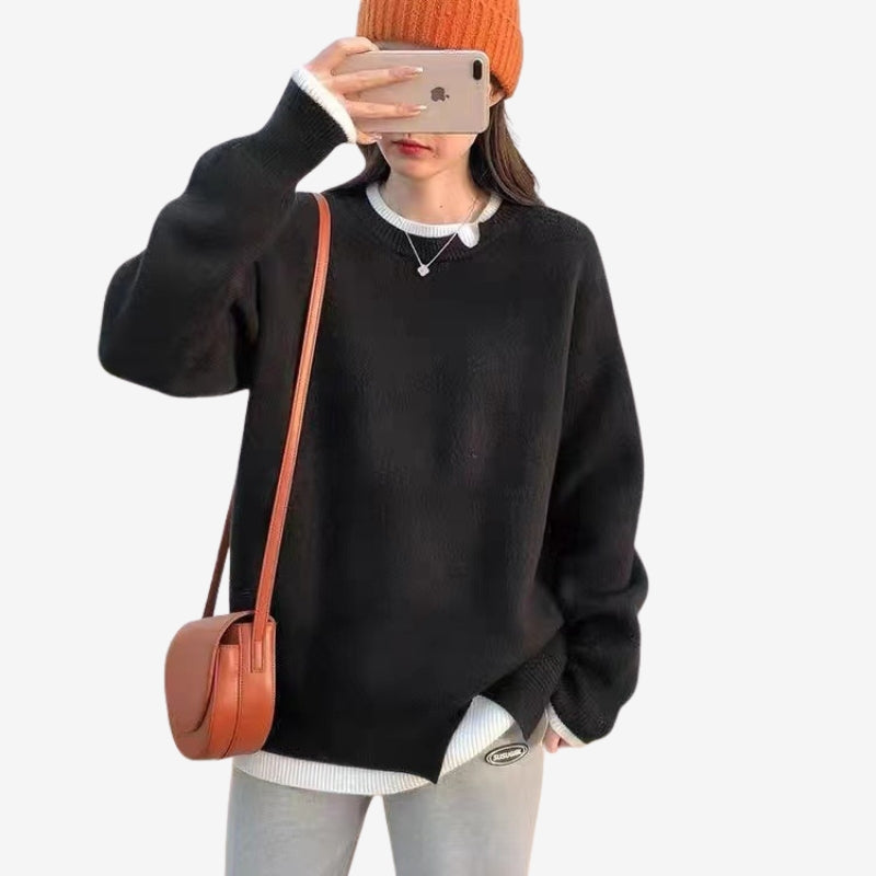 Mia – Long Sleeve Sweater with Ribbed Hem