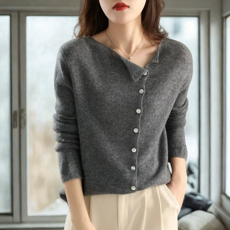 Ires – Long Sleeve Sweater with Button Closure