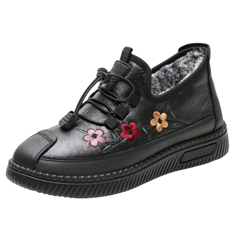 Ariane – Sneakers met bloemenversiering, ronde neus en bontvoering Velani