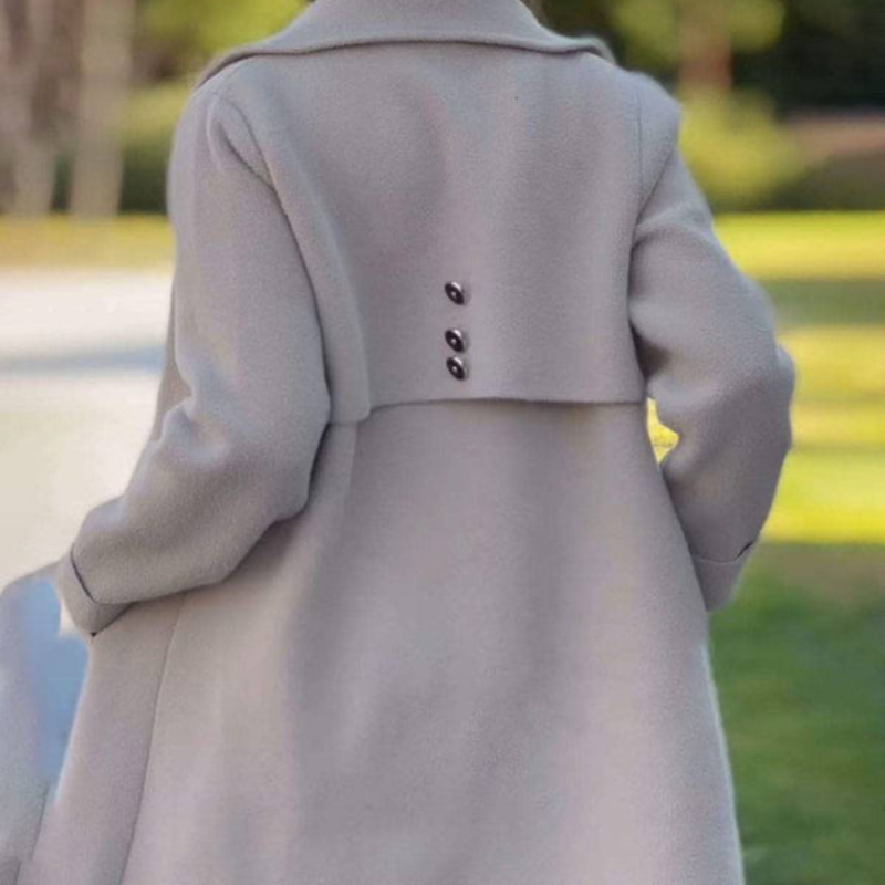 Ava – Long Button-Front Coat with Pockets