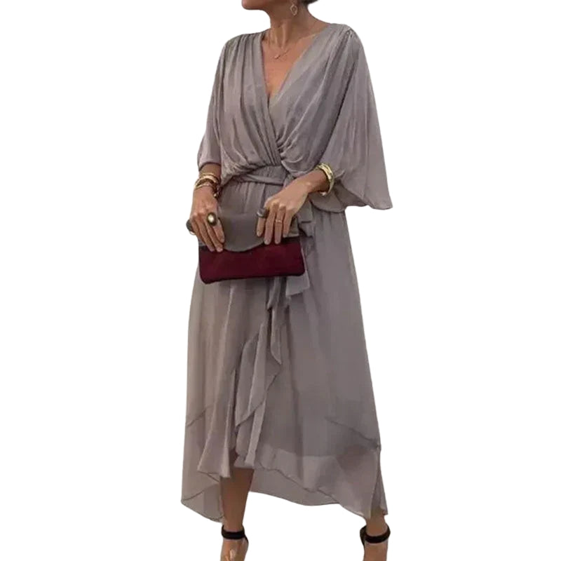 Luisa – Jurk met V-hals en Vleermuismouwen Velani