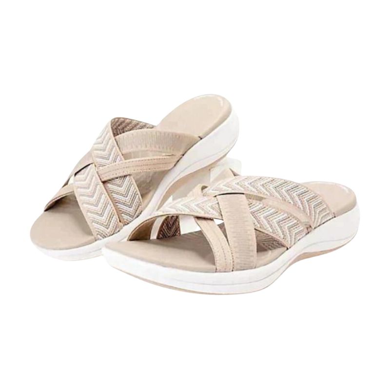 Nora – Dikke Slippers met Brede Kruisband en Open Teen Velani