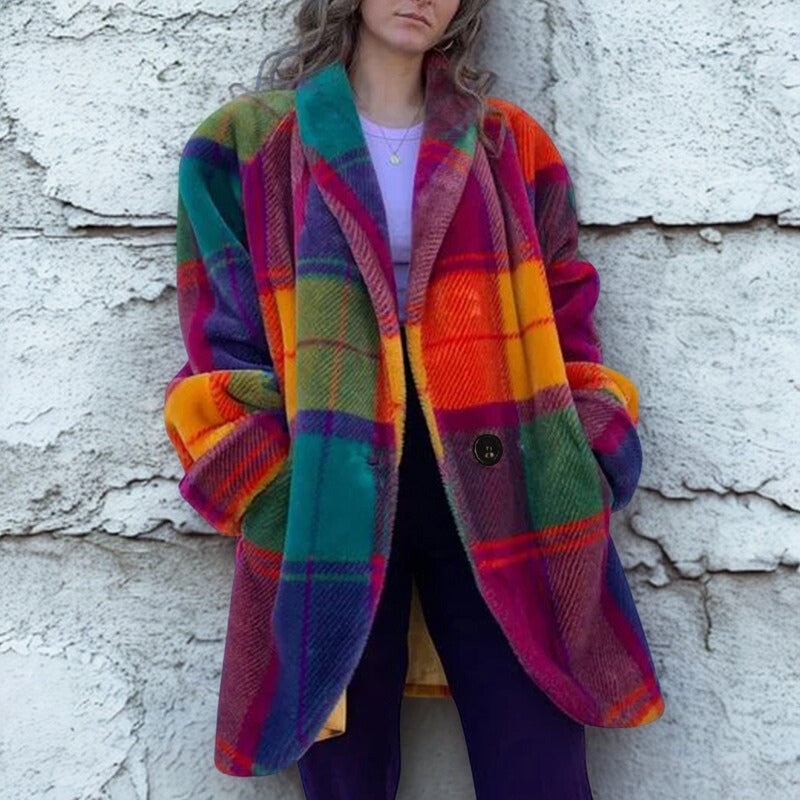 Clara – Long Sleeve Jacket with Down Collar and Button Closure