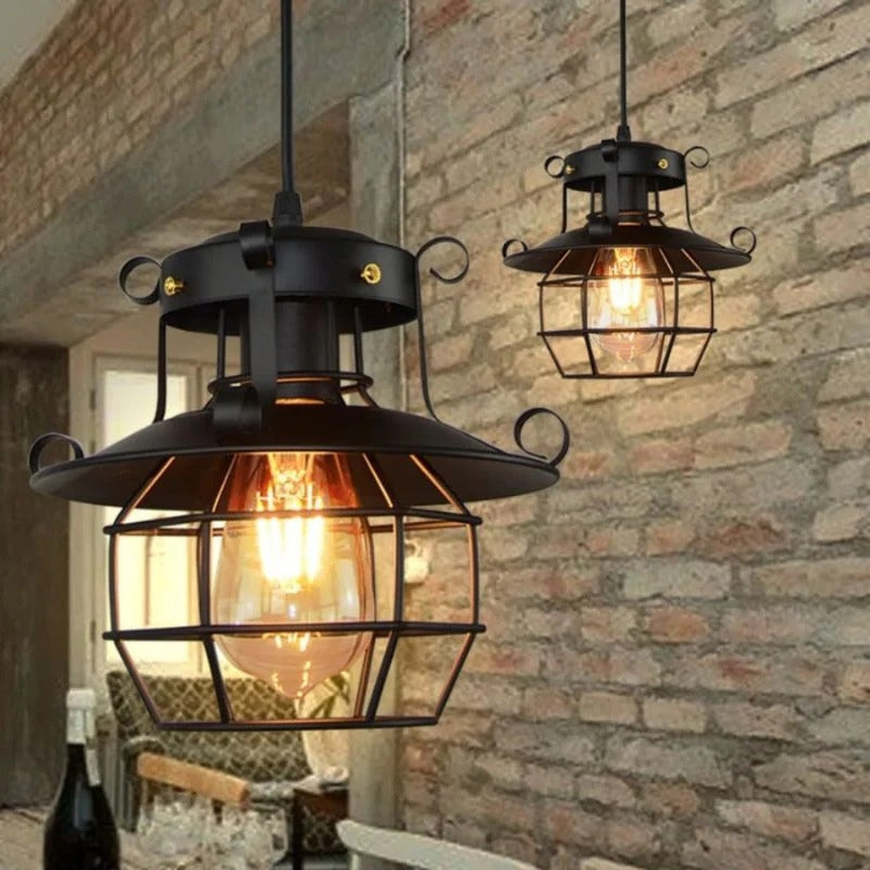 LumaGrid – LED Pendant Lamp with Cage Shade Design