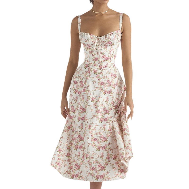 Addison – Mouwloze Jurk met Hoge Taille en Bloemenprint Velani