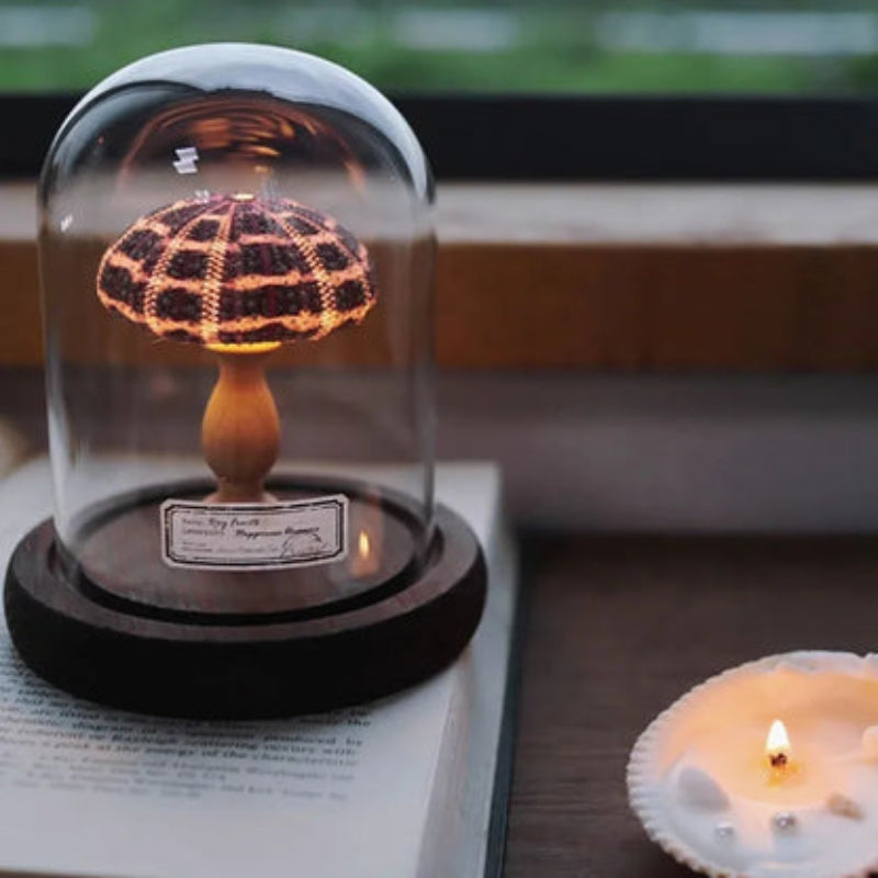 SeaLume – Mini LED Glass Bell Jar Lamp with Sea Mushroom Design