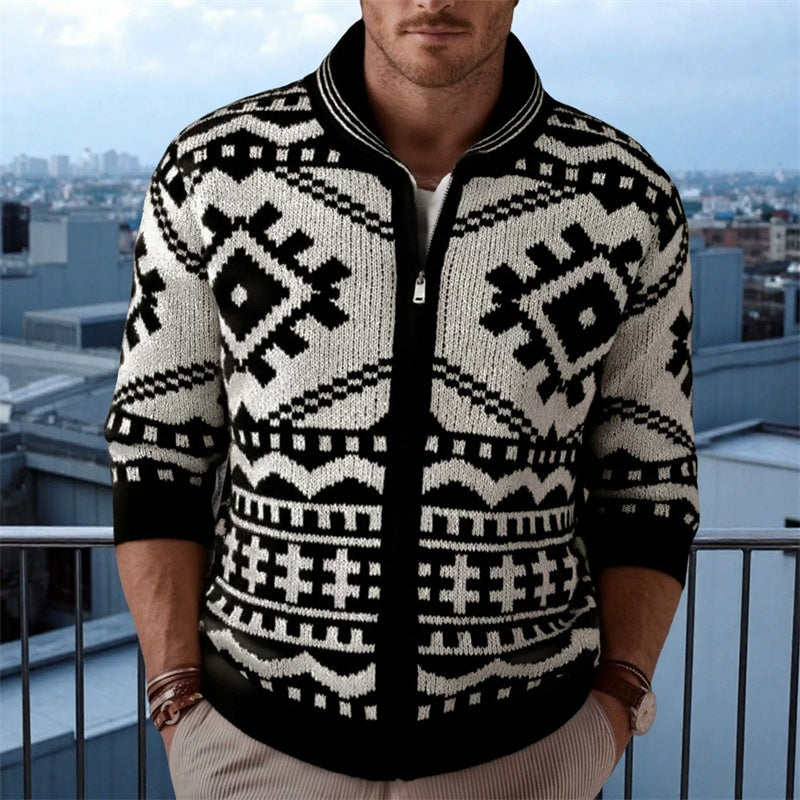 Logan – Chaqueta estampada con cierre de cremallera, cuello vuelto y mangas largas