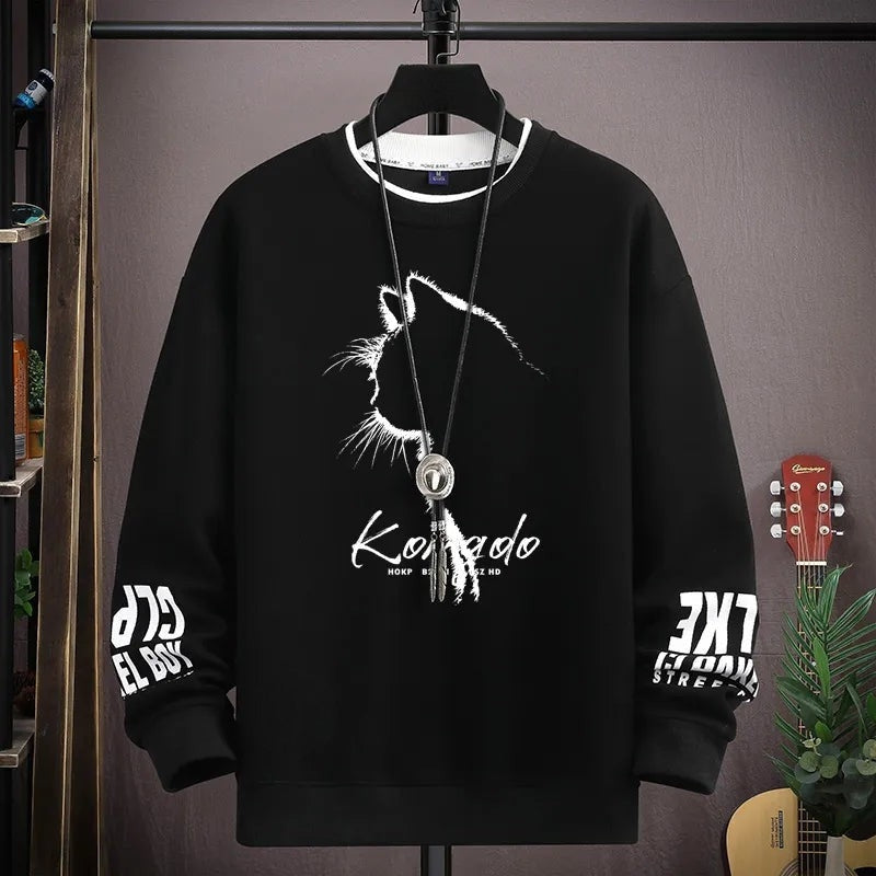 Ethan – Long Sleeve Sweater With Ribbed Hem And Animal Printed Design