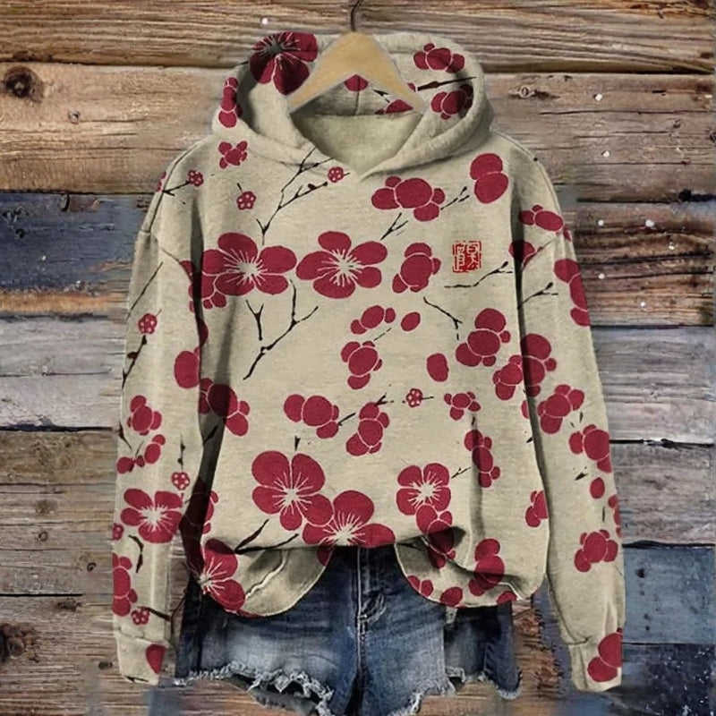 Flora – Long Sleeve Hoodie With Floral Print Design