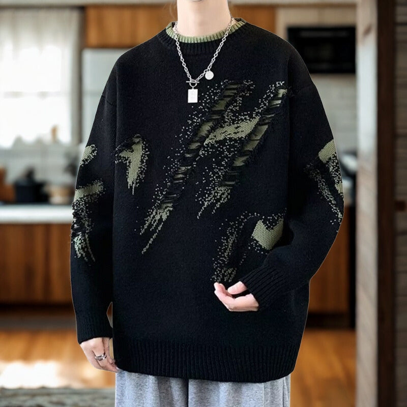 Liam – Long Sleeve Sweater with Ribbed Hem Design