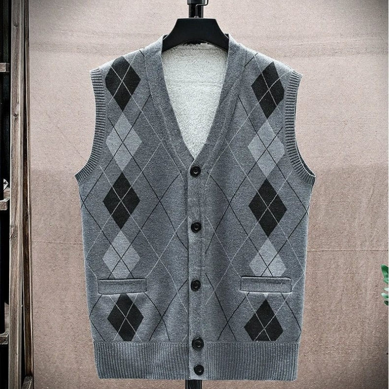 Lucas – V-Neck Sweater with Button Closure