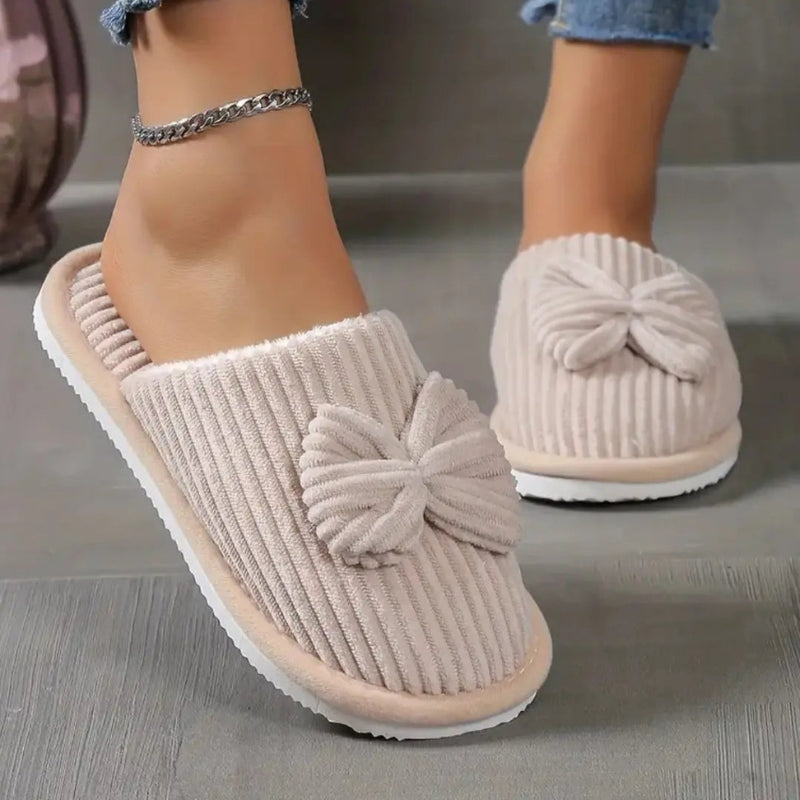 Ella – Round Toe Slippers with Bow Detail