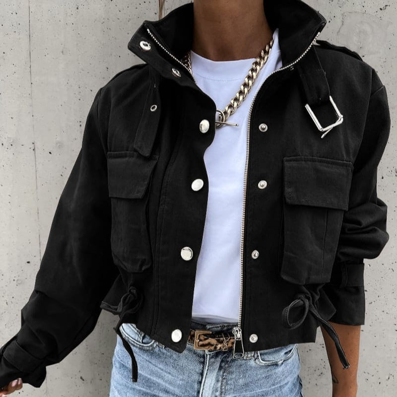 Emma – Long Sleeve Jacket with Pockets and Zipper Closure