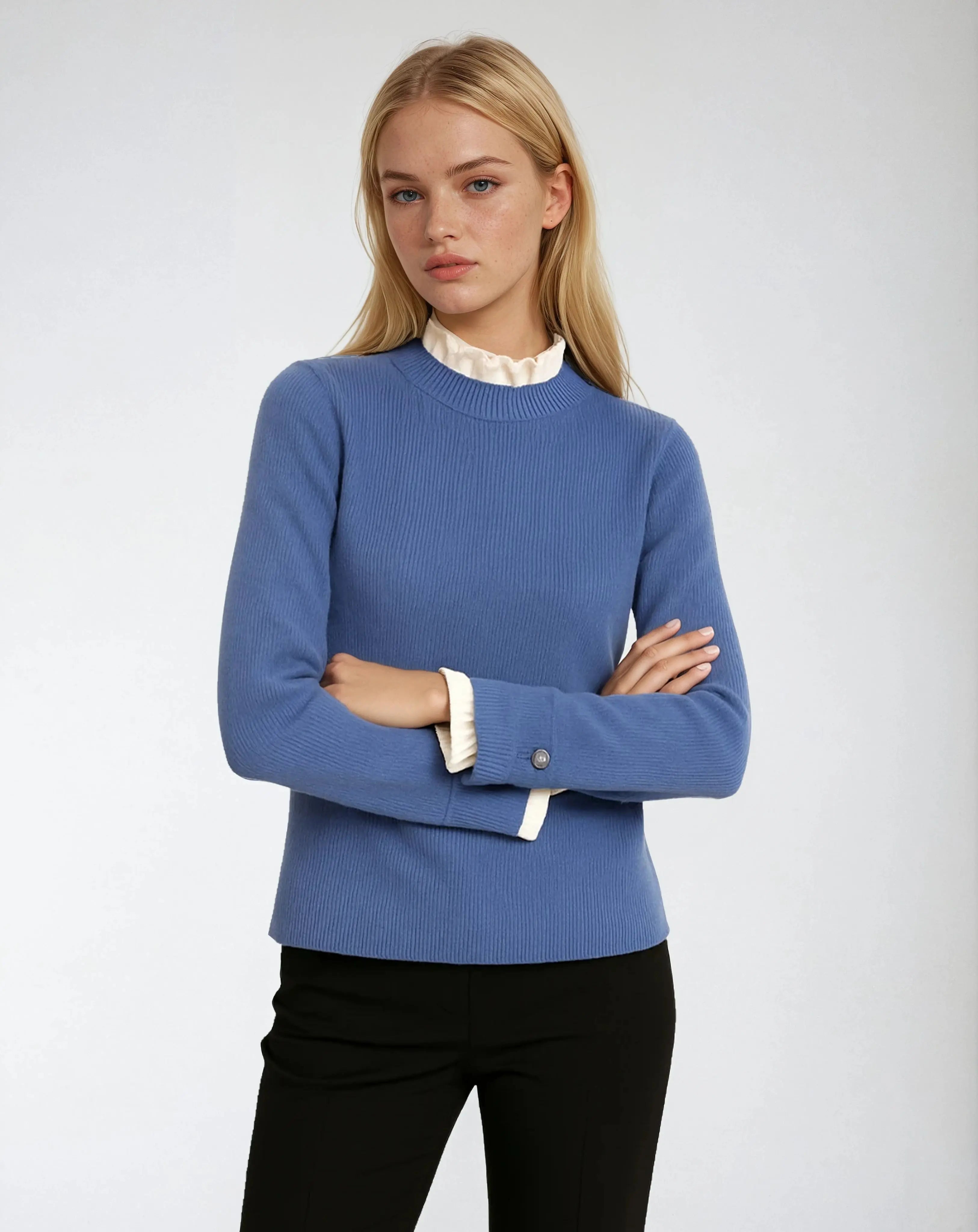 Gebreide Trui Van Metallicgaren Met Col-Sweaters-Velani-Velani