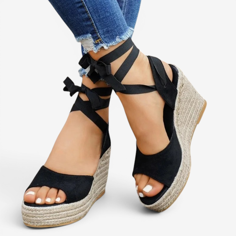 Women's Stylish Open Toe Ribbon Wrap Sandals