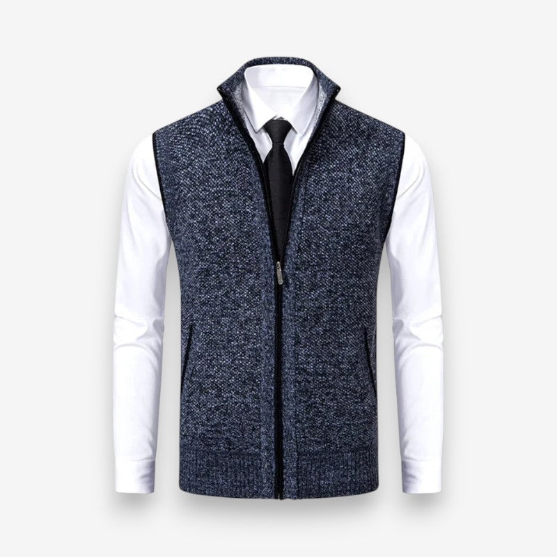 Nathan – Mouwloze trui met ritssluiting en zakken Velani