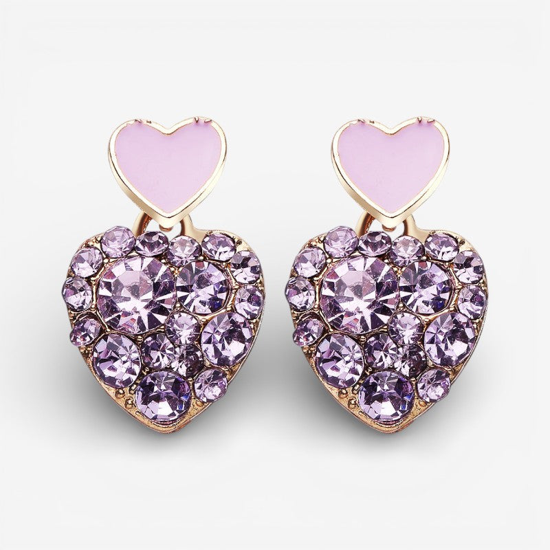 Jessica – Fashionable Heart Shaped Earrings With Diamond Design