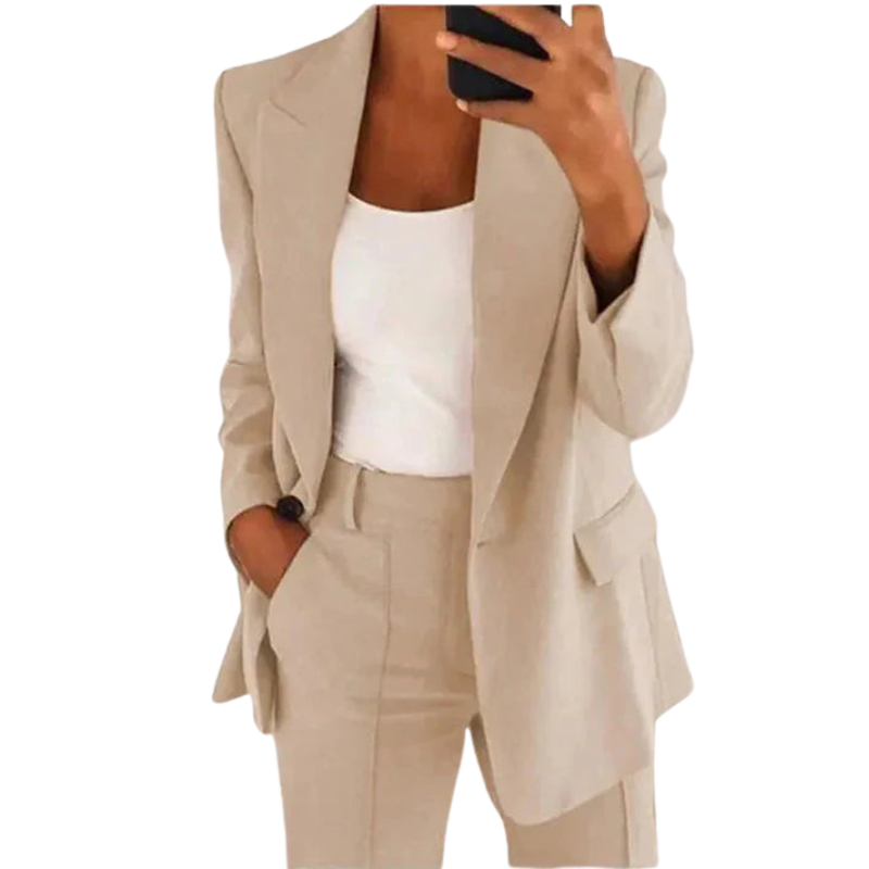 Amelia – Lange Mouw Blazer met Omgeslagen Kraag Velani