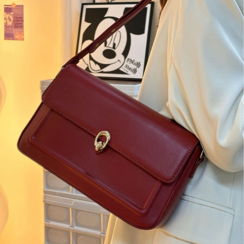 Emma – Women's Shoulder Bag with Long Strap & Hasp Closure