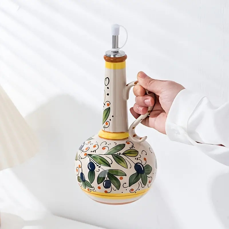 AromaPour – Oil Dispenser Bottle with Flower Pattern and Handle