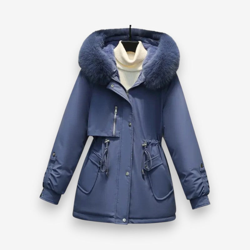 Femke – Gewatteerde Jas met Lange Mouwen en Bontkraag Velani