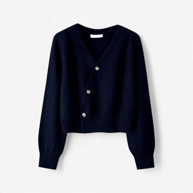 Isabella – Long sleeve sweater with V neck and ribbed hem design