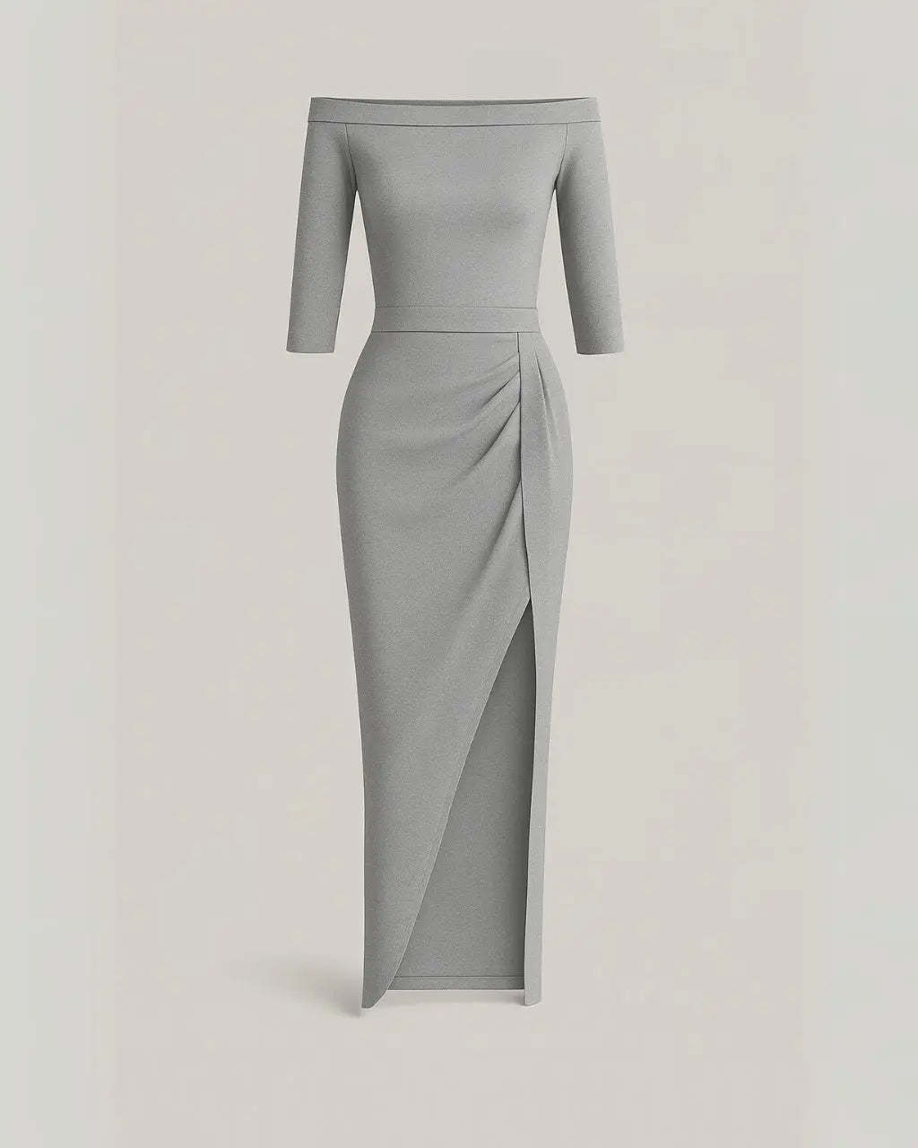 Polyester Glitter Jurk met Korte Mouwen-Dresses-Velani-Grijs-S-Velani