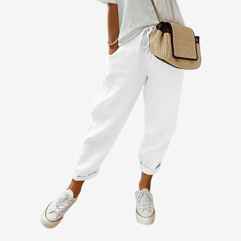 Women’s Striped Trousers with Drawstring