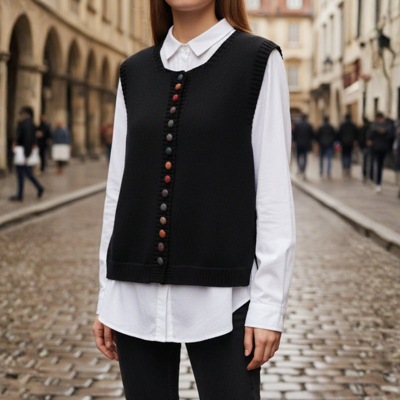 Eliza – Round Neck Sweater with Button Closure