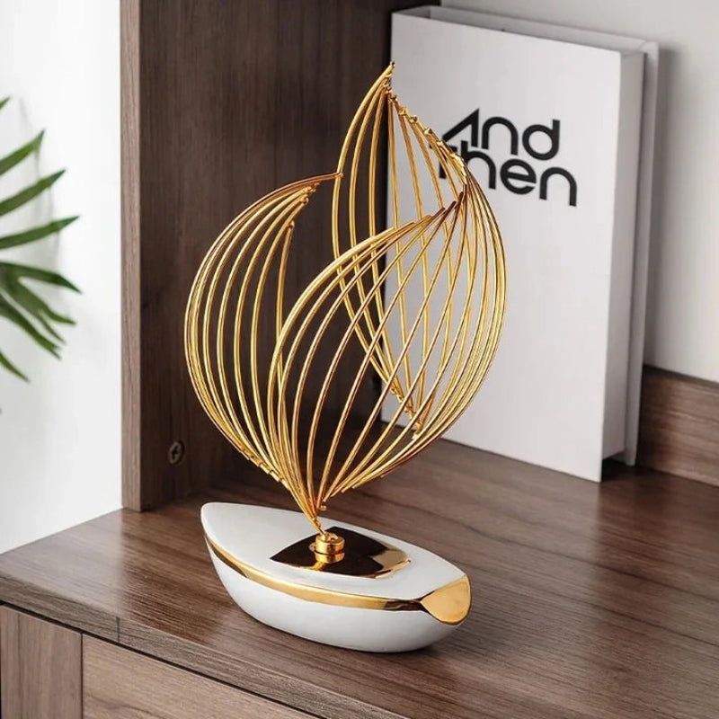 SailOra – Decorative Boat Sculpture with Floral Sails