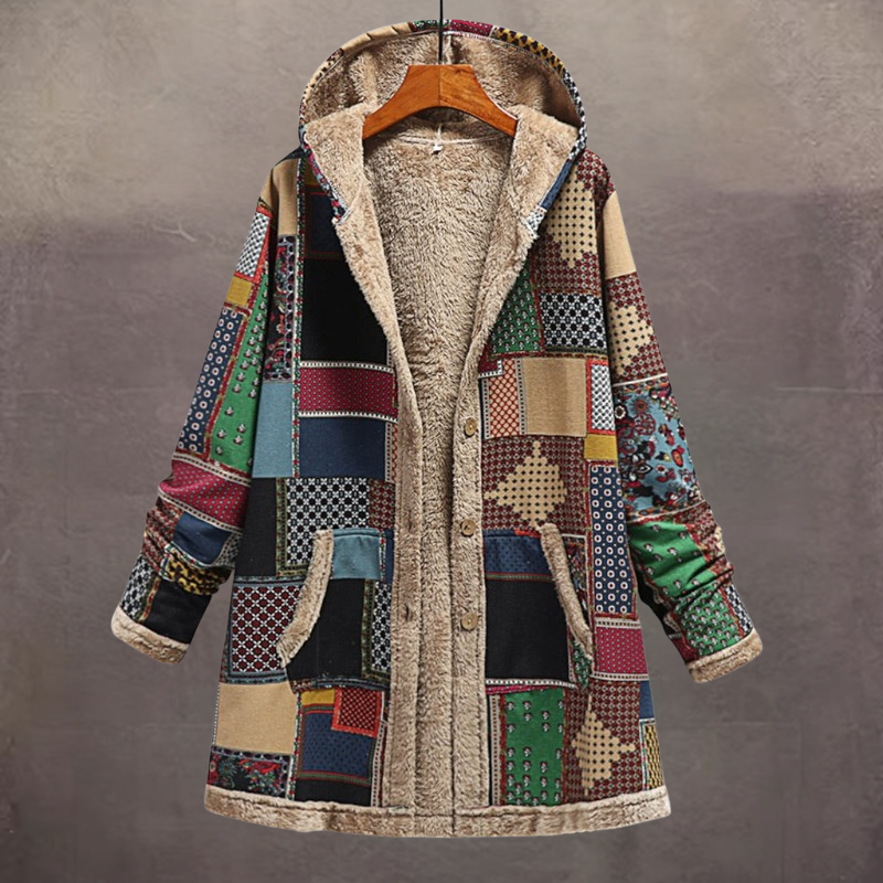 Charlotte – Long sleeve jacket with hood and button closure