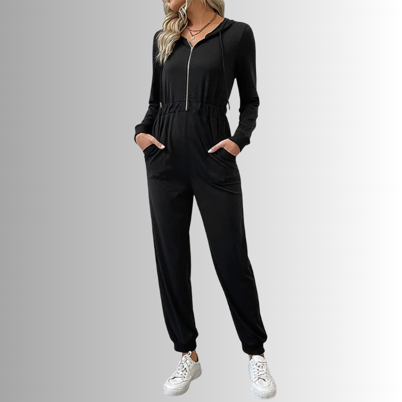 Women Long Sleeve Zip Front Jumpsuit