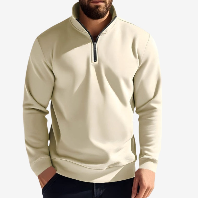Logan – Long Sleeved Sweater with Round Neck and Zipper Design