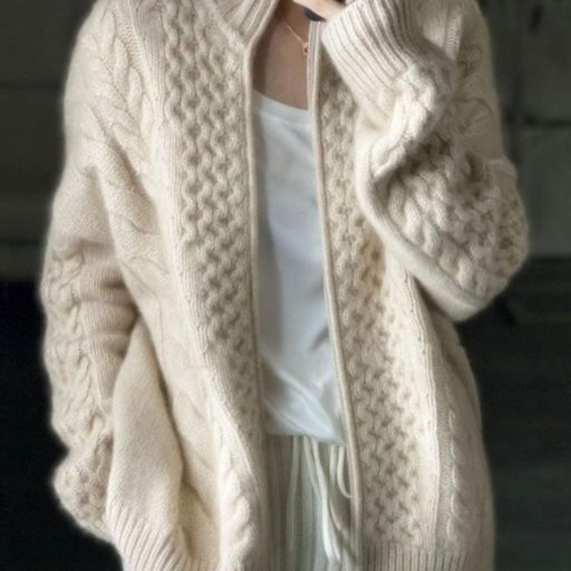 Kathleen – Coltrui Cardigan met Lange Mouwen en Ritssluiting Velani