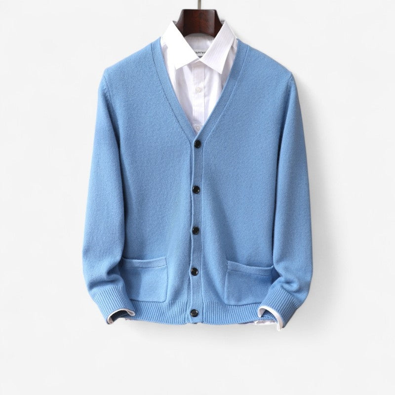 Oliver – Cárdigan de cuello en V, manga larga y bolsillos prácticos