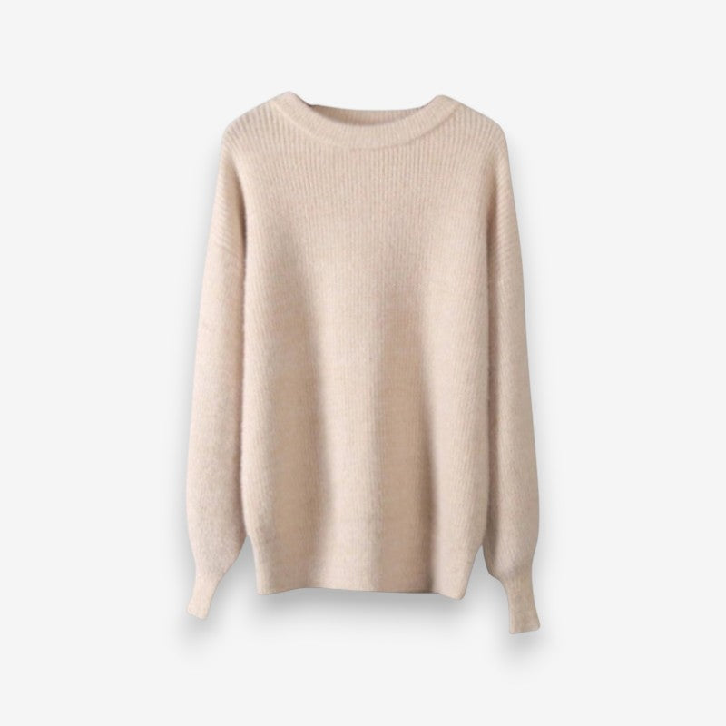 Liora – Suéter de manga larga con cuello redondo y bajo acanalado