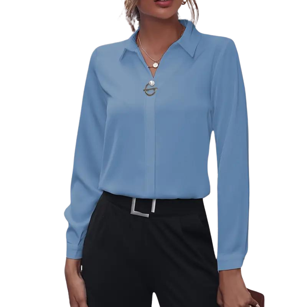 Hessel – Blouse met Lange Mouwen en Omgeslagen Kraag Velani