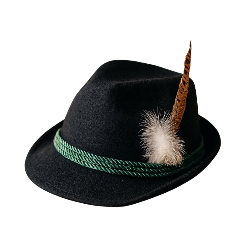 Elias – Oktoberfest Hoed met Klassieke Veer Versiering Velani