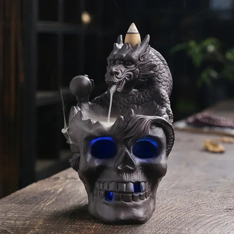 MysticFlow – LED Decorative Ornament with Skull and Dragon