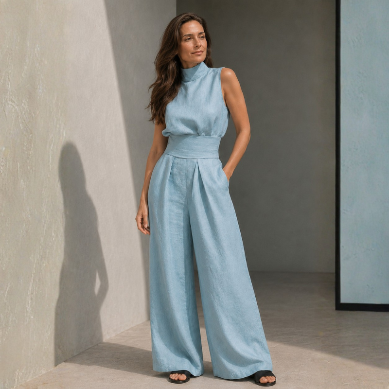 Chic Sleeveless Wide Leg Jumpsuit with Tie Waist