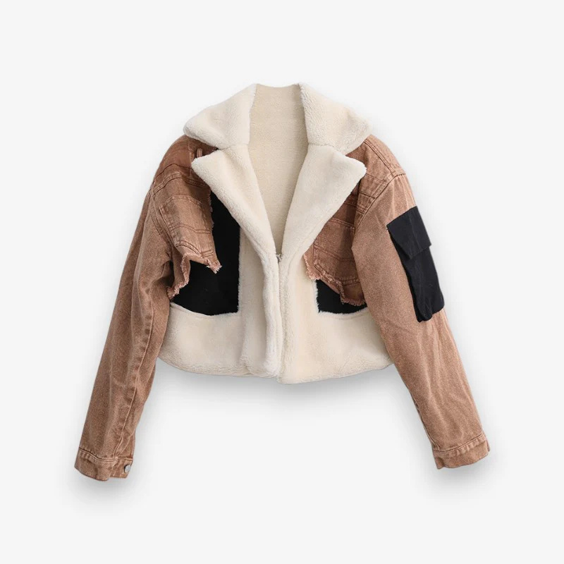 Scarlett – Long-Sleeve Denim Jacket with Lapel Collar and Pockets