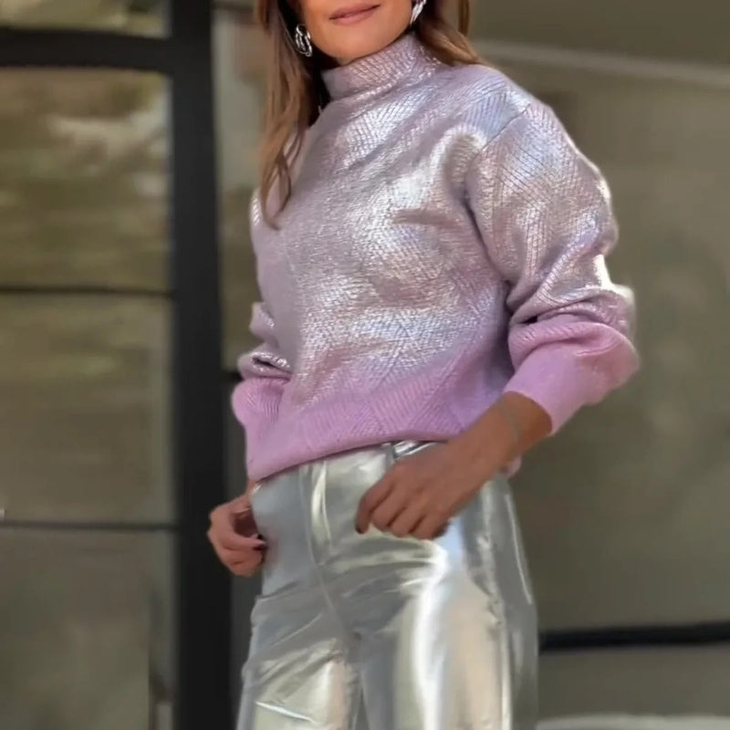 Ava – Long Sleeve Sweater with Pullover Collar Design