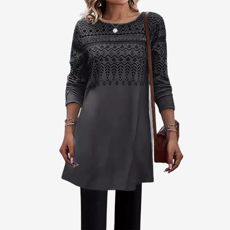 Mia – Long Sleeve Sweater with Zigzag Pattern