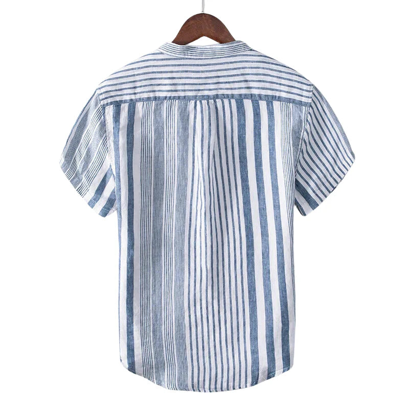 Malvin – Gestreept Shirt met Halflange Mouwen en Ronde Hals Velani