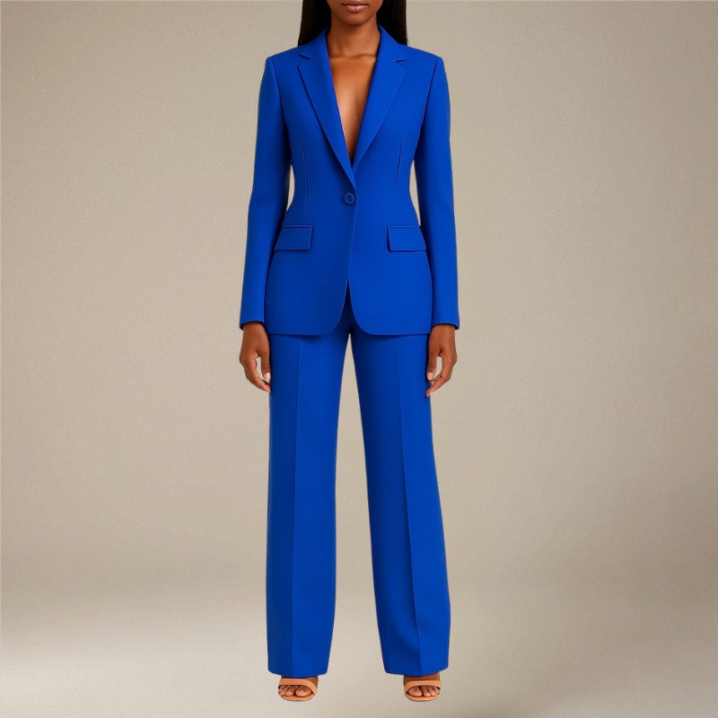 Women's Slim-Fit Blazer with Long Sleeve Pants Suit Set