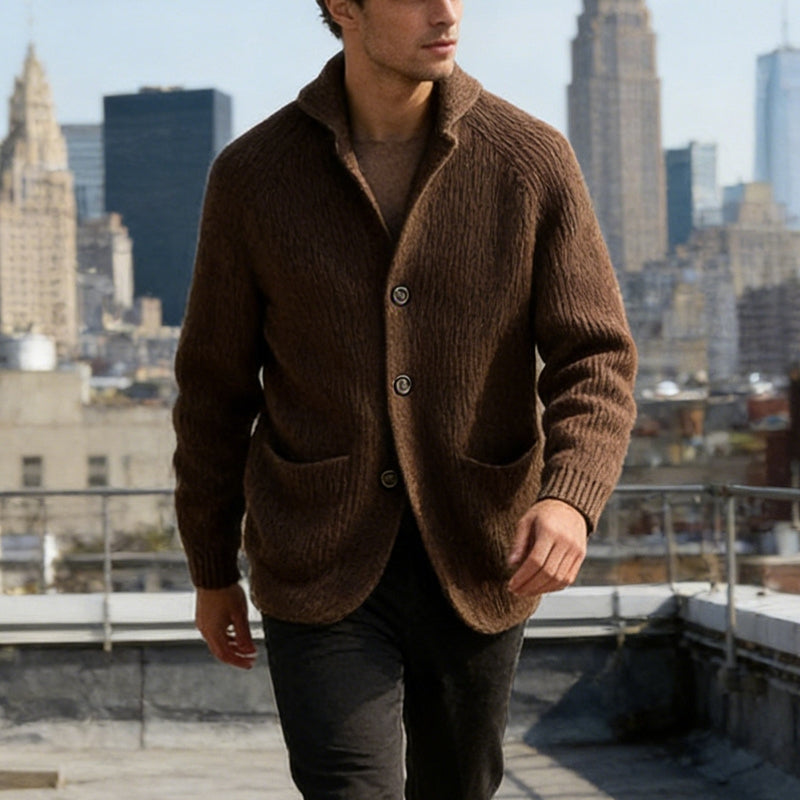 Ryan – Long Sleeve Sweater with Button Closure and Pockets