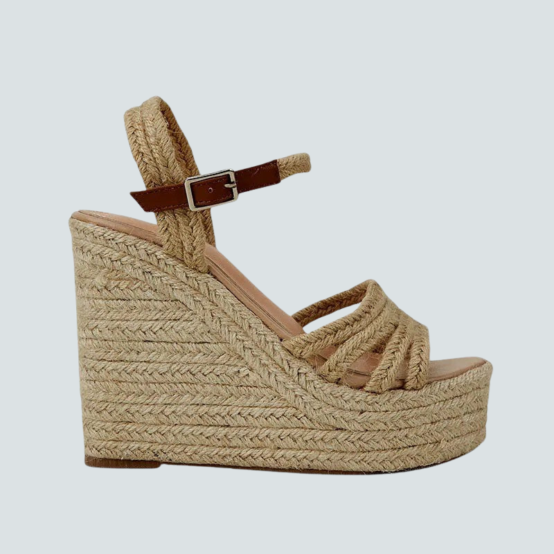 Adjustable Wedge Heel Sandals with Ankle Strap